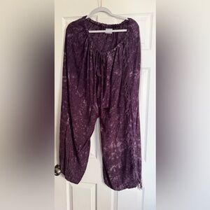 Women's Wide-Leg Tie-Dye Harem Pants in Deep Purple